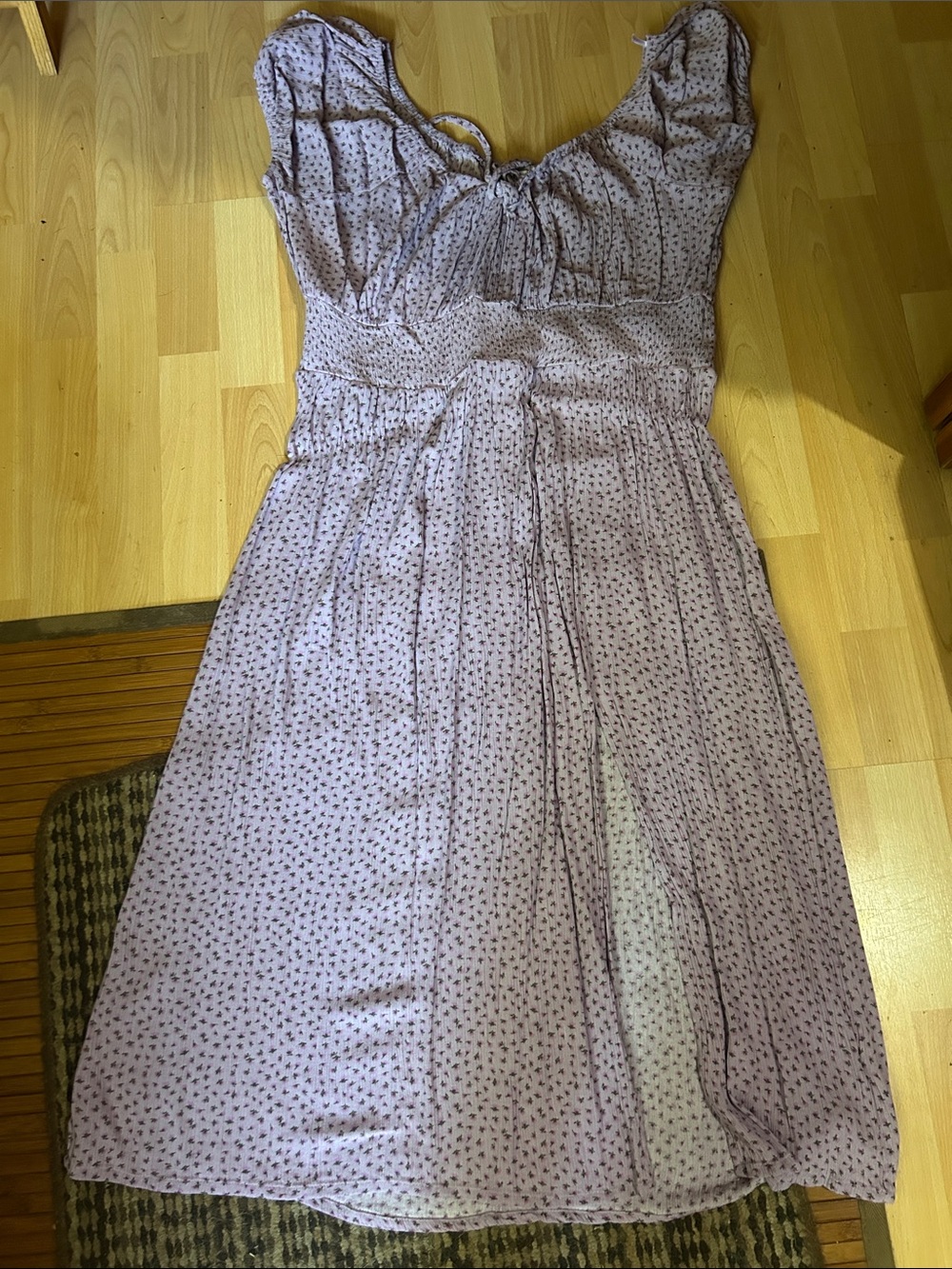 Smocked Waist Lilac Floral Maxi Dress.